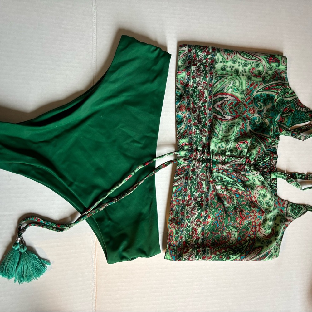 Green Paisley Bikini Set